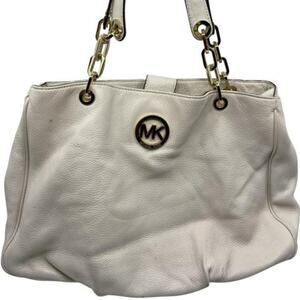 Michael Kors White large leather shoulder bag